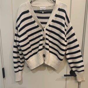 Striped Navy and Cream Cardigan